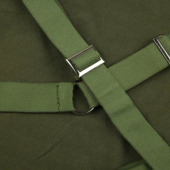 Callie Lives Xena Strapped: Mixed Media Green Contrast Tank Mini Dress L - Picture 16 of 16